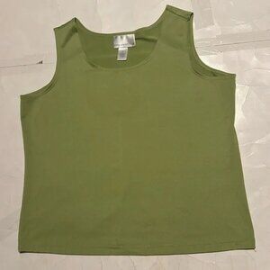 Susan Graver Green Tank Top Plain Breathable 1X NWOT Summer